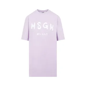 MSGM Logo Printed Crewneck T-Shirt Dress