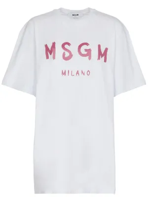 MSGM Logo Printed Crewneck T-Shirt Dress