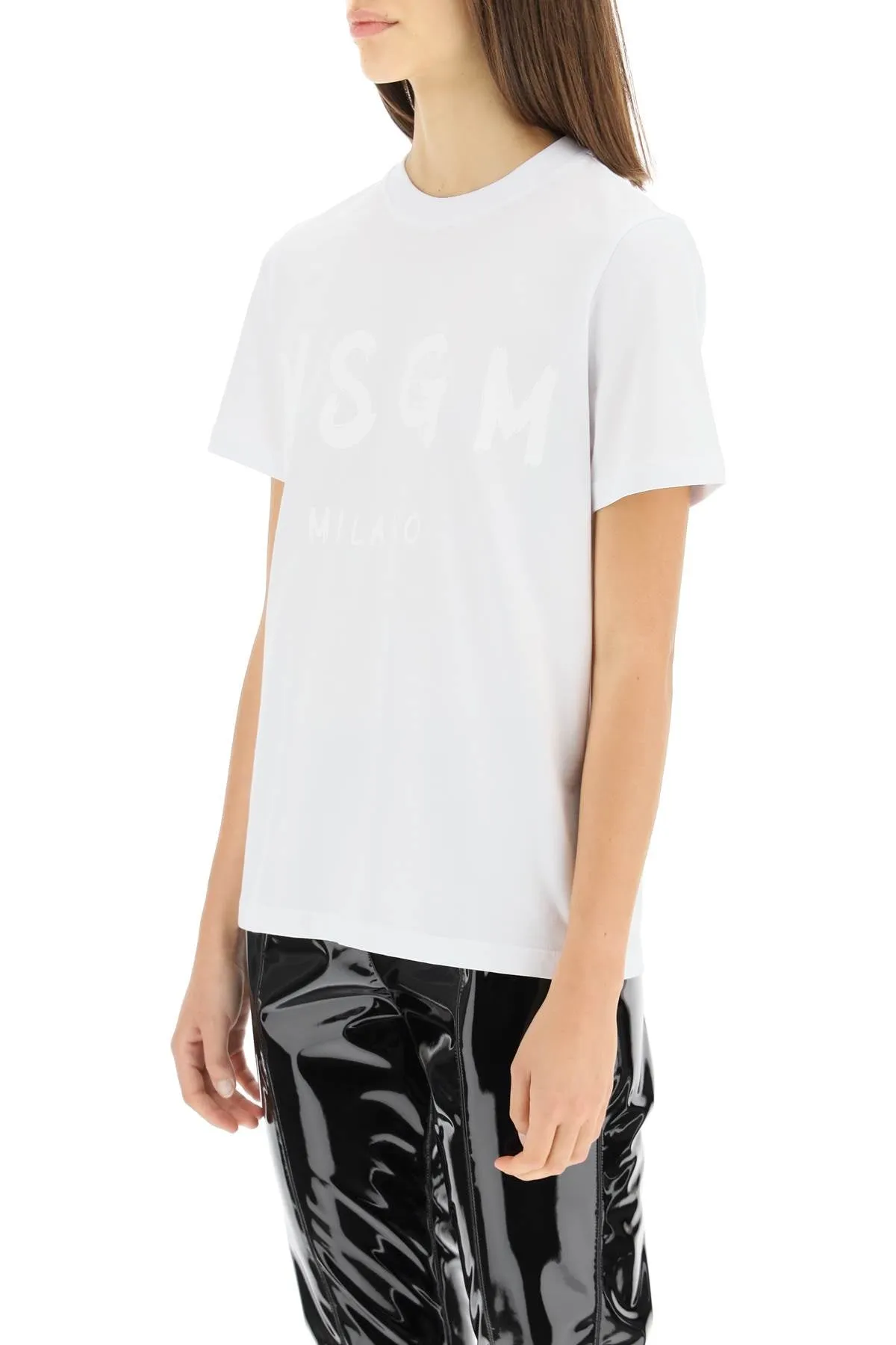 MSGM Logo Printed Crewneck T-Shirt