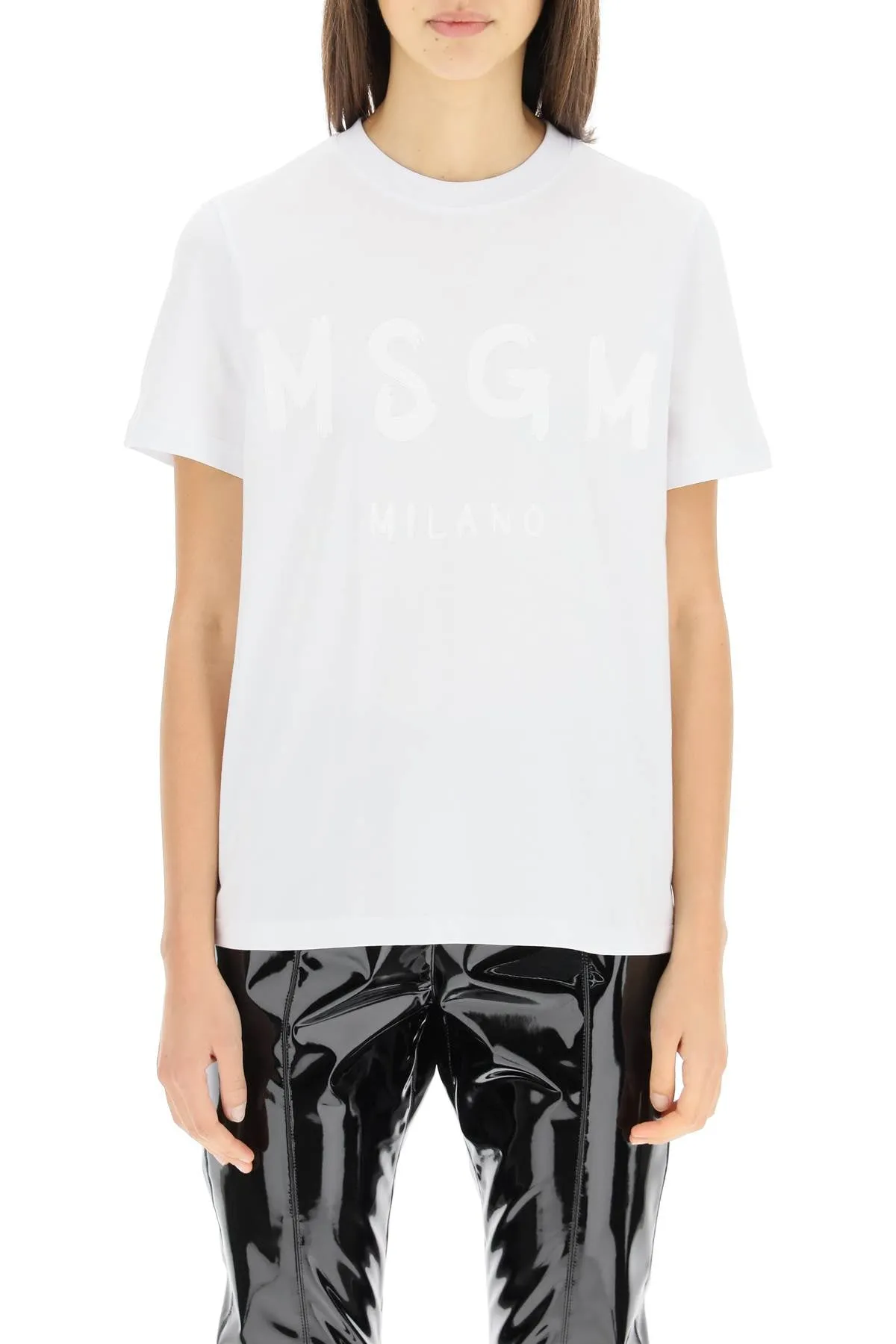MSGM Logo Printed Crewneck T-Shirt