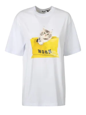 MSGM Logo Printed Crewneck T-Shirt