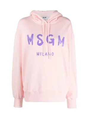MSGM Logo Printed Drawstring Hoodie