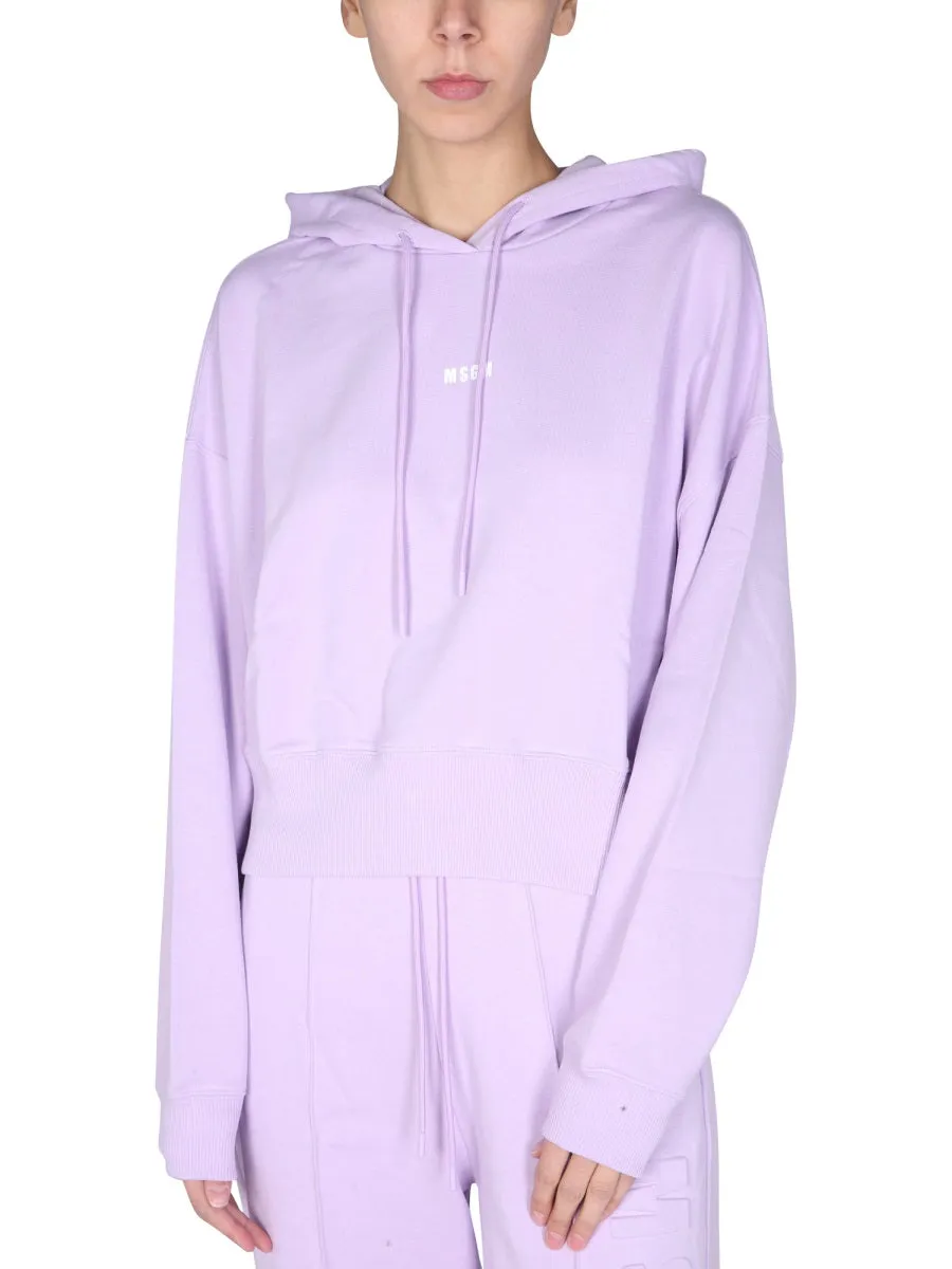 MSGM Logo Printed Drawstring Hoodie