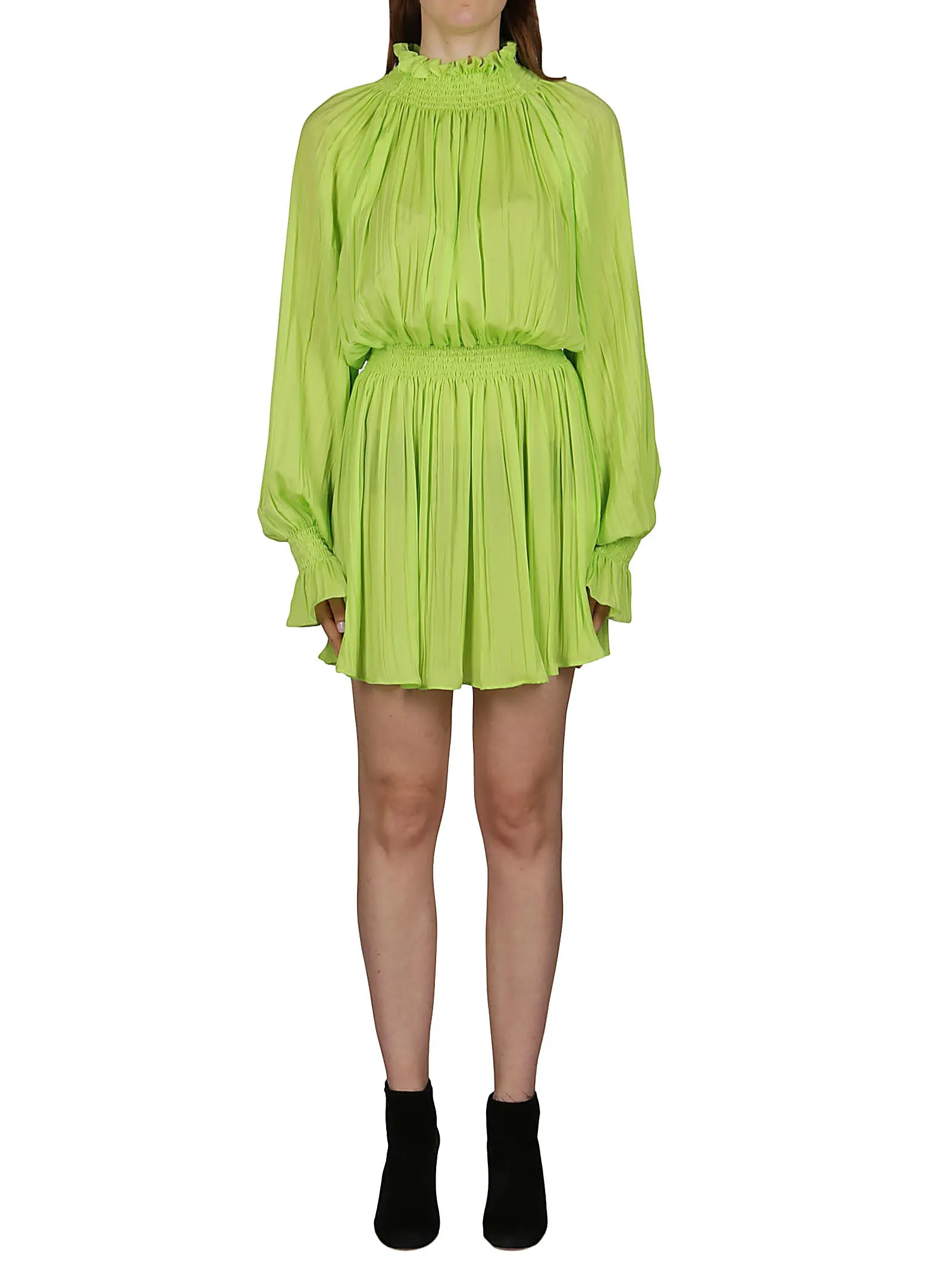 MSGM Pleated High-Neck Mini Dress