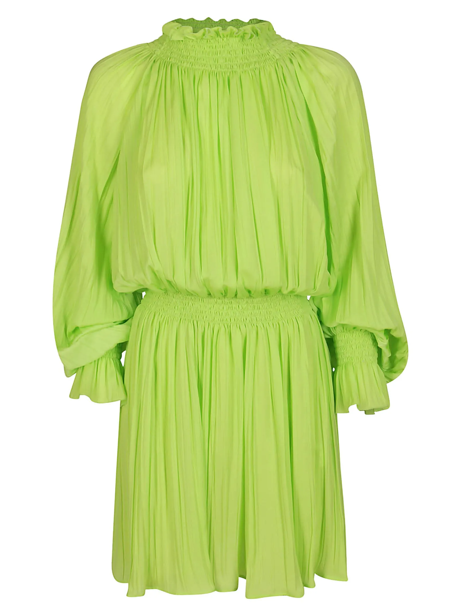 MSGM Pleated High-Neck Mini Dress