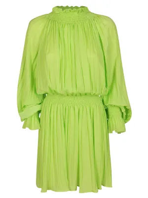 MSGM Pleated High-Neck Mini Dress
