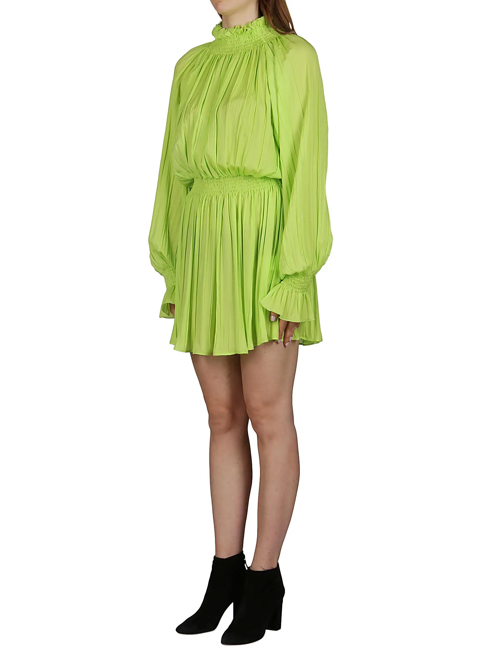 MSGM Pleated High-Neck Mini Dress