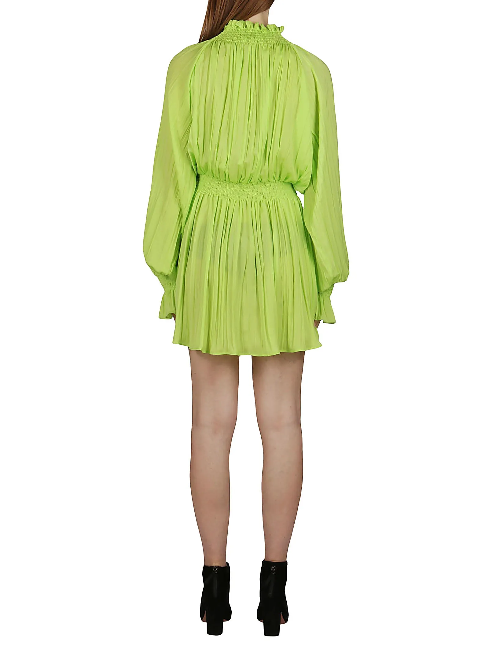 MSGM Pleated High-Neck Mini Dress