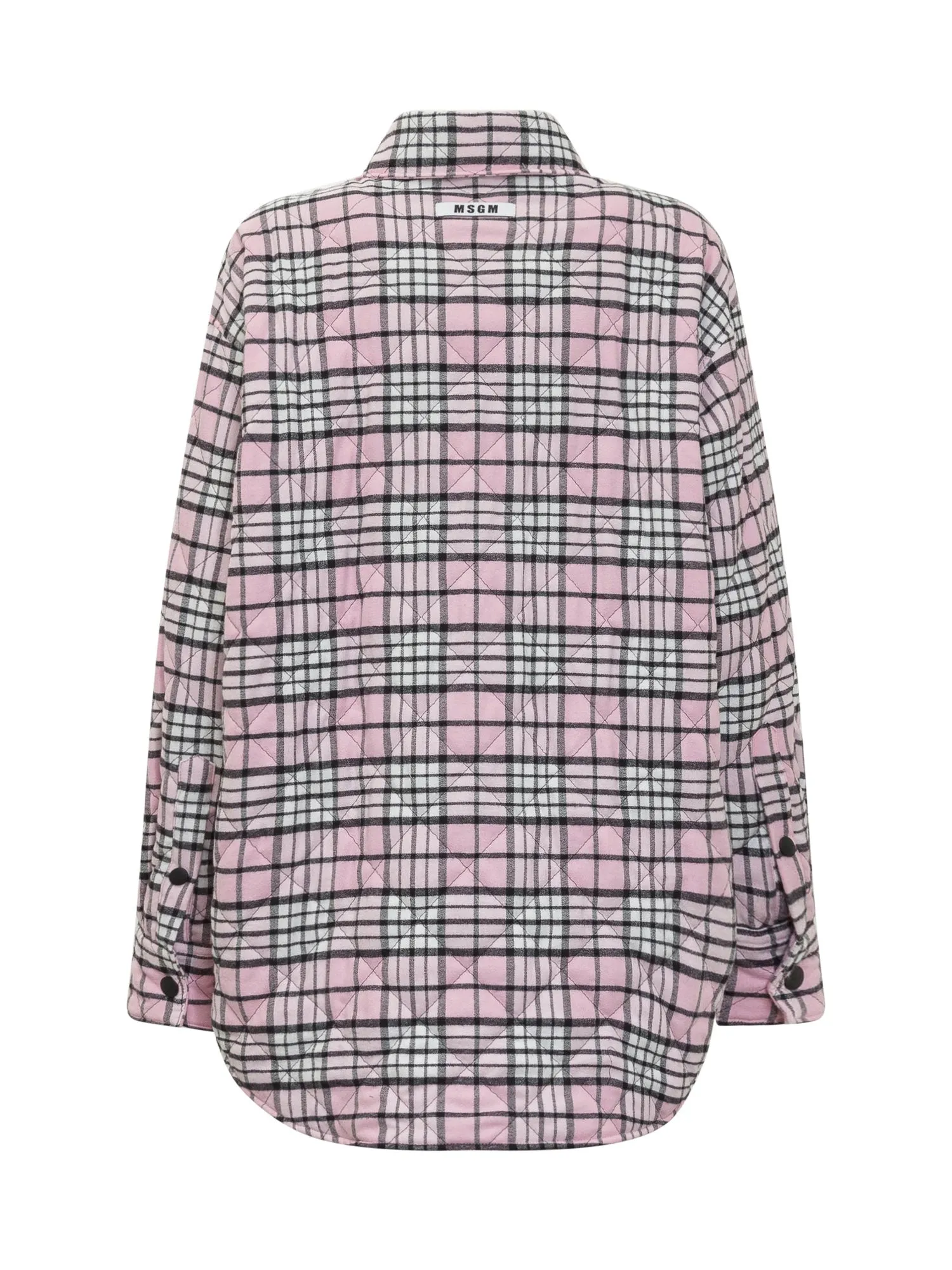 MSGM Quilted Check Patterned Curved Hem Shirt Jacket