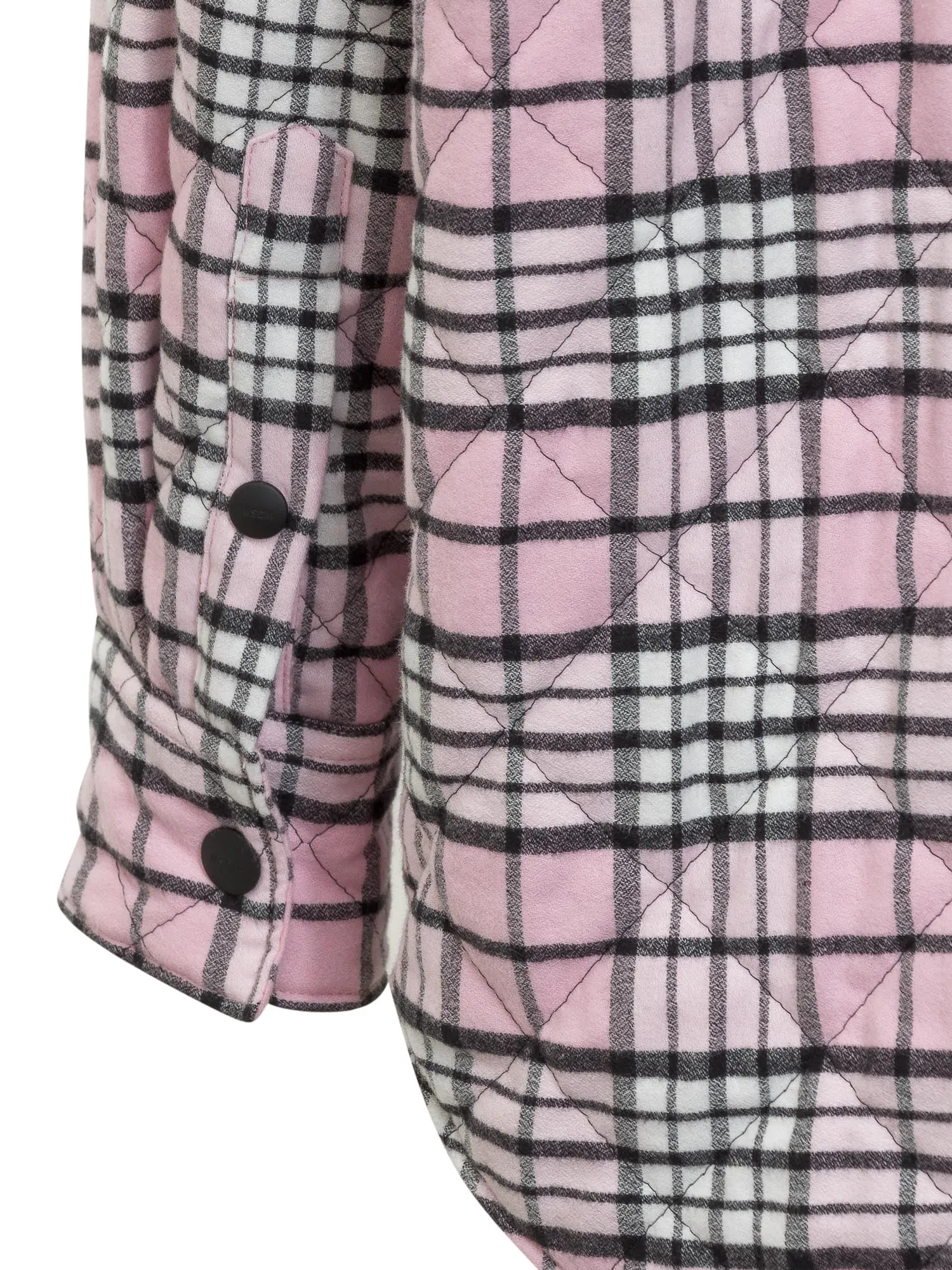 MSGM Quilted Check Patterned Curved Hem Shirt Jacket