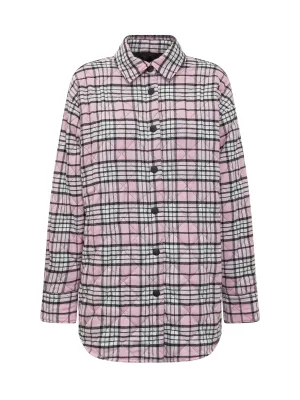 MSGM Quilted Check Patterned Curved Hem Shirt Jacket