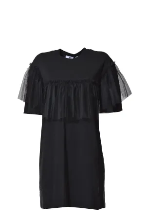 MSGM Tulle Detailed Ruffled Crewneck T-Shirt Dress