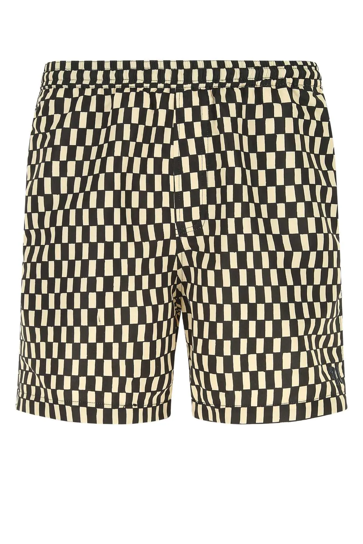 Nanushka Check Pattern Logo Plaque Swim Shorts