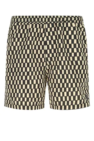 Nanushka Check Pattern Logo Plaque Swim Shorts
