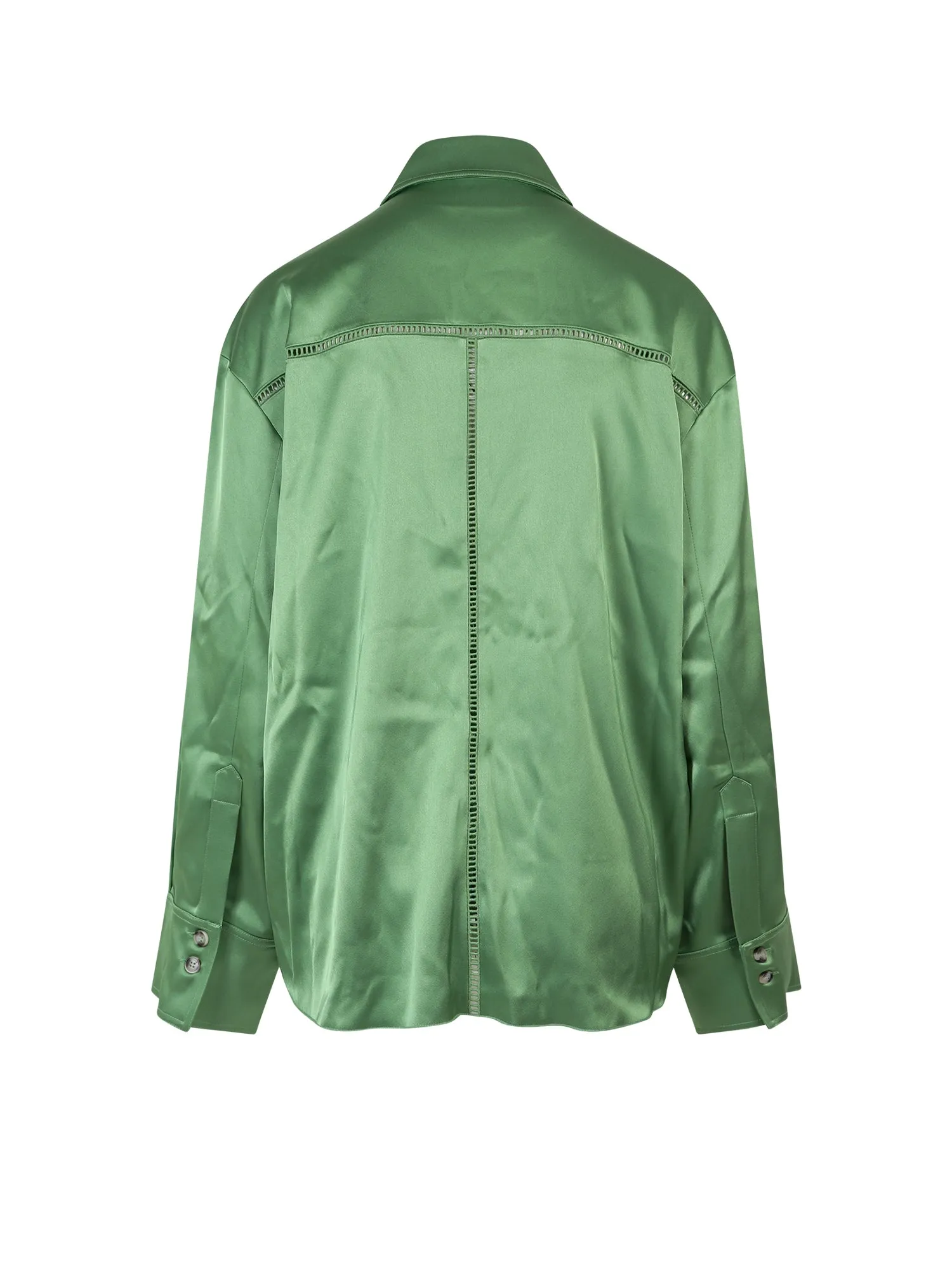 Nanushka Perforated Detailed Long-Sleeved Satin Shirt