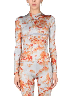 Off-White Floral Printed Long Sleeve T-Shirt