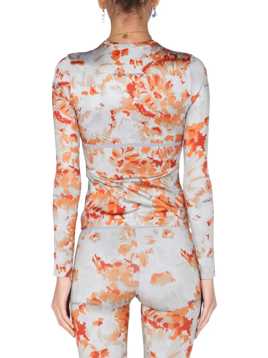 Off-White Floral Printed Long Sleeve T-Shirt