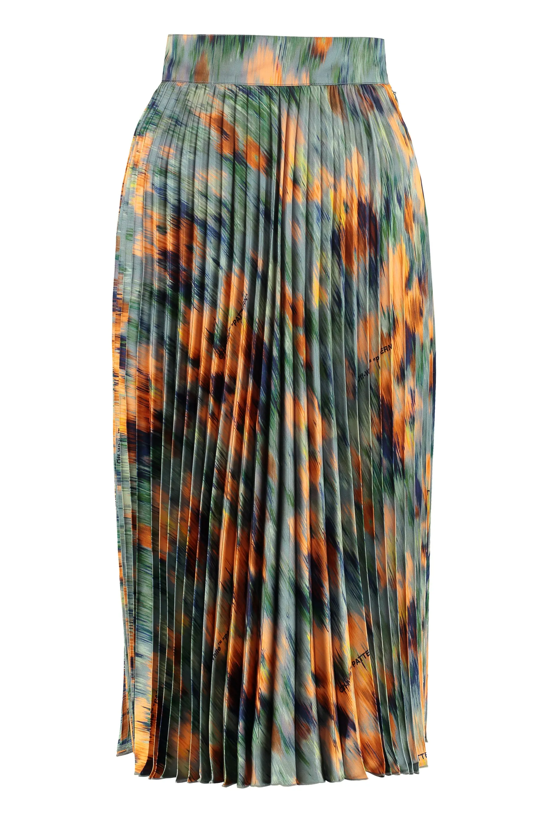 Off-White Floral Printed Pleated Midi Skirt
