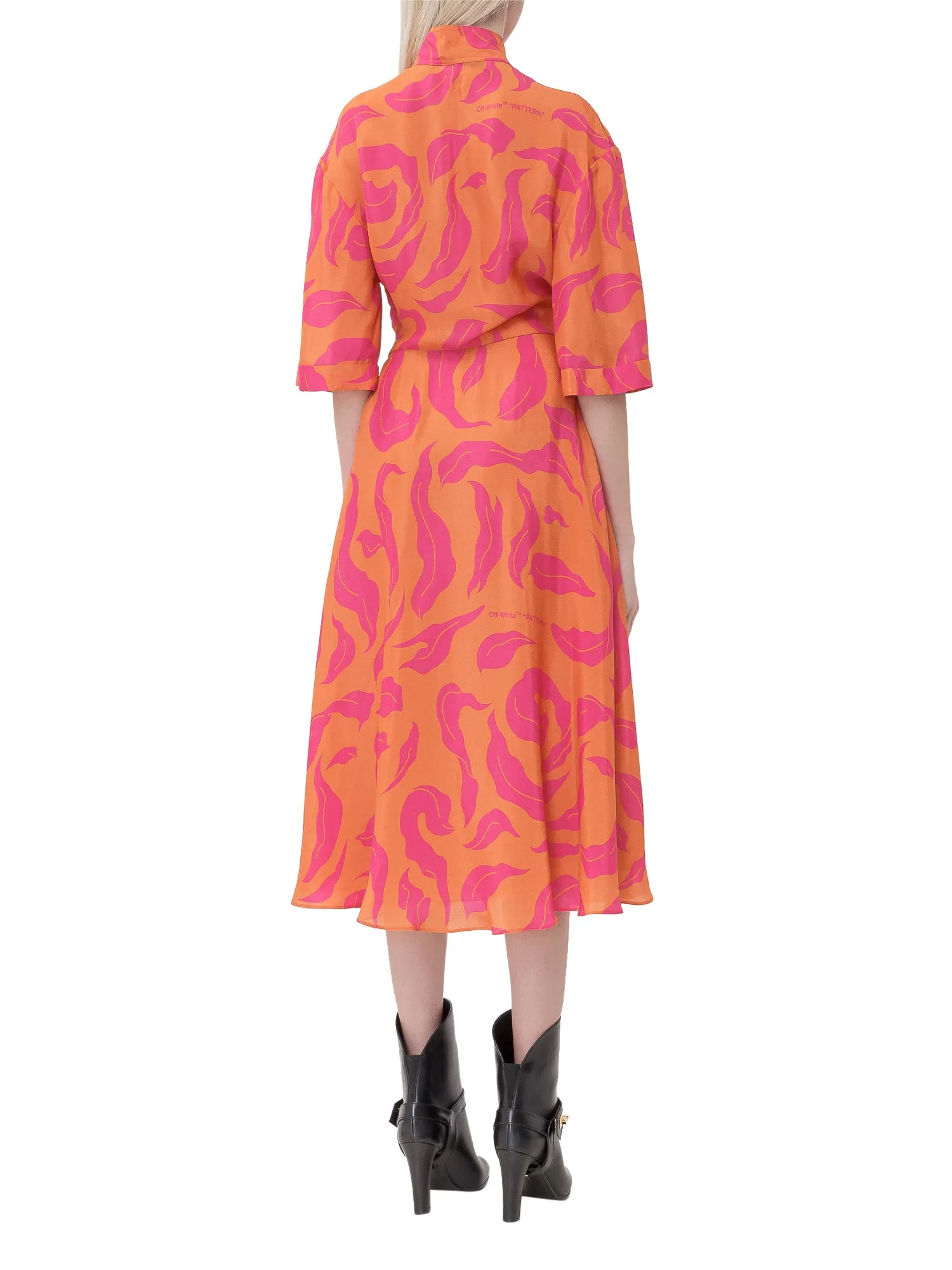 Off-White Leaf Printed Midi Dress
