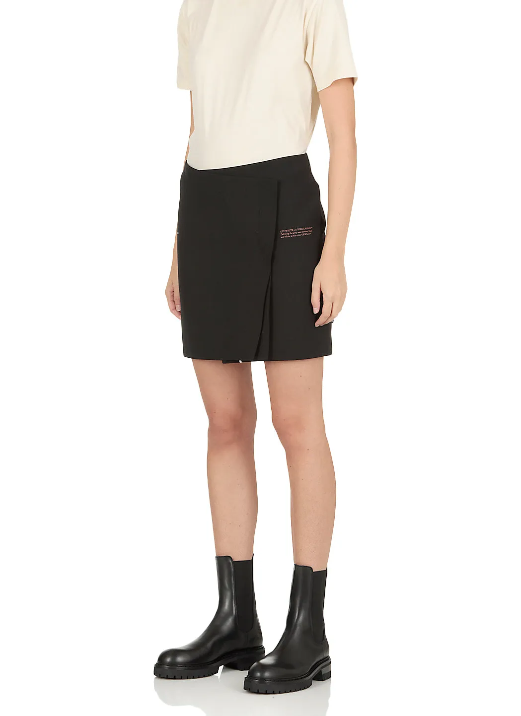 Off-White Logo Print Wrap Mini Skirt
