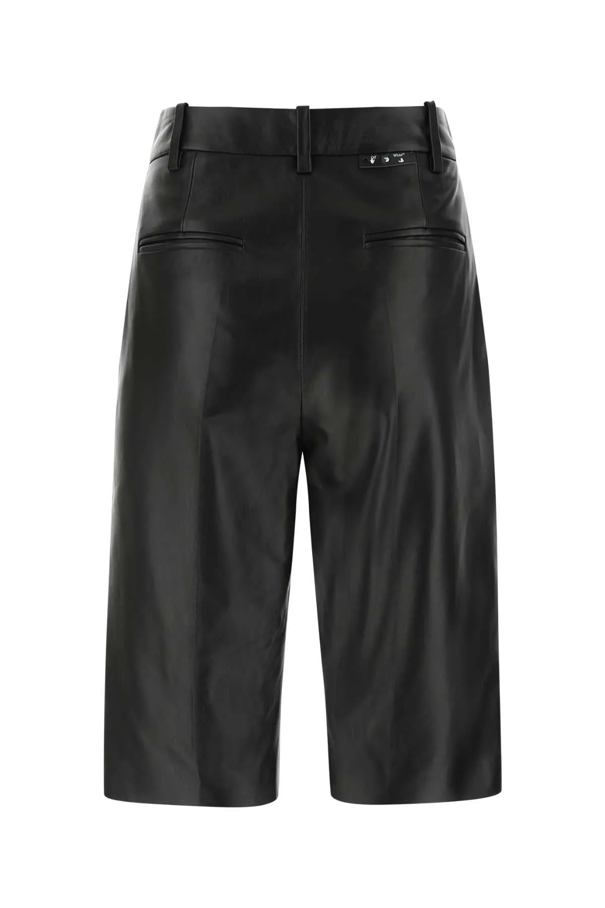 Off-White Logo Printed Leather Shorts