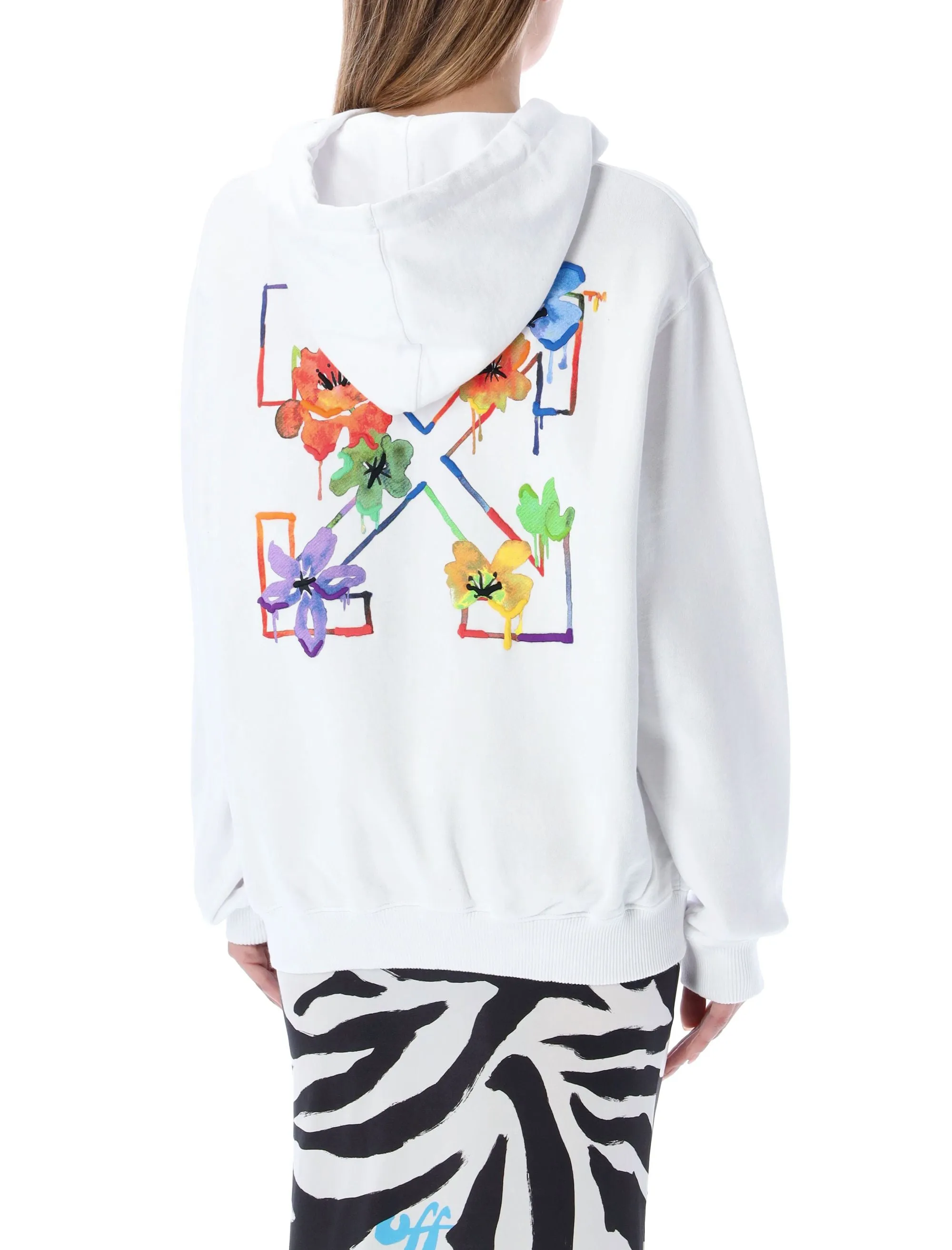 Off-White Logo Printed Long-Sleeved Hoodie
