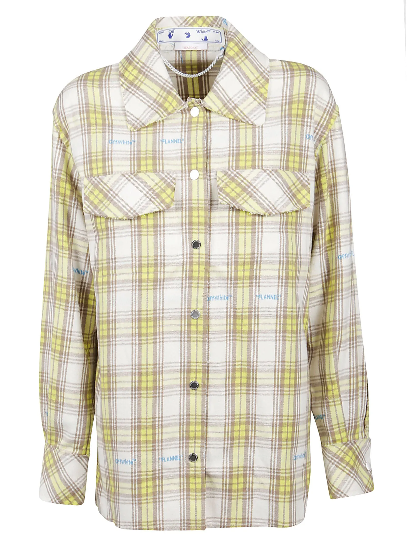 Off-White Plaid Long-Sleeved Buttoned Shirt