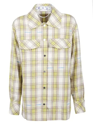 Off-White Plaid Long-Sleeved Buttoned Shirt