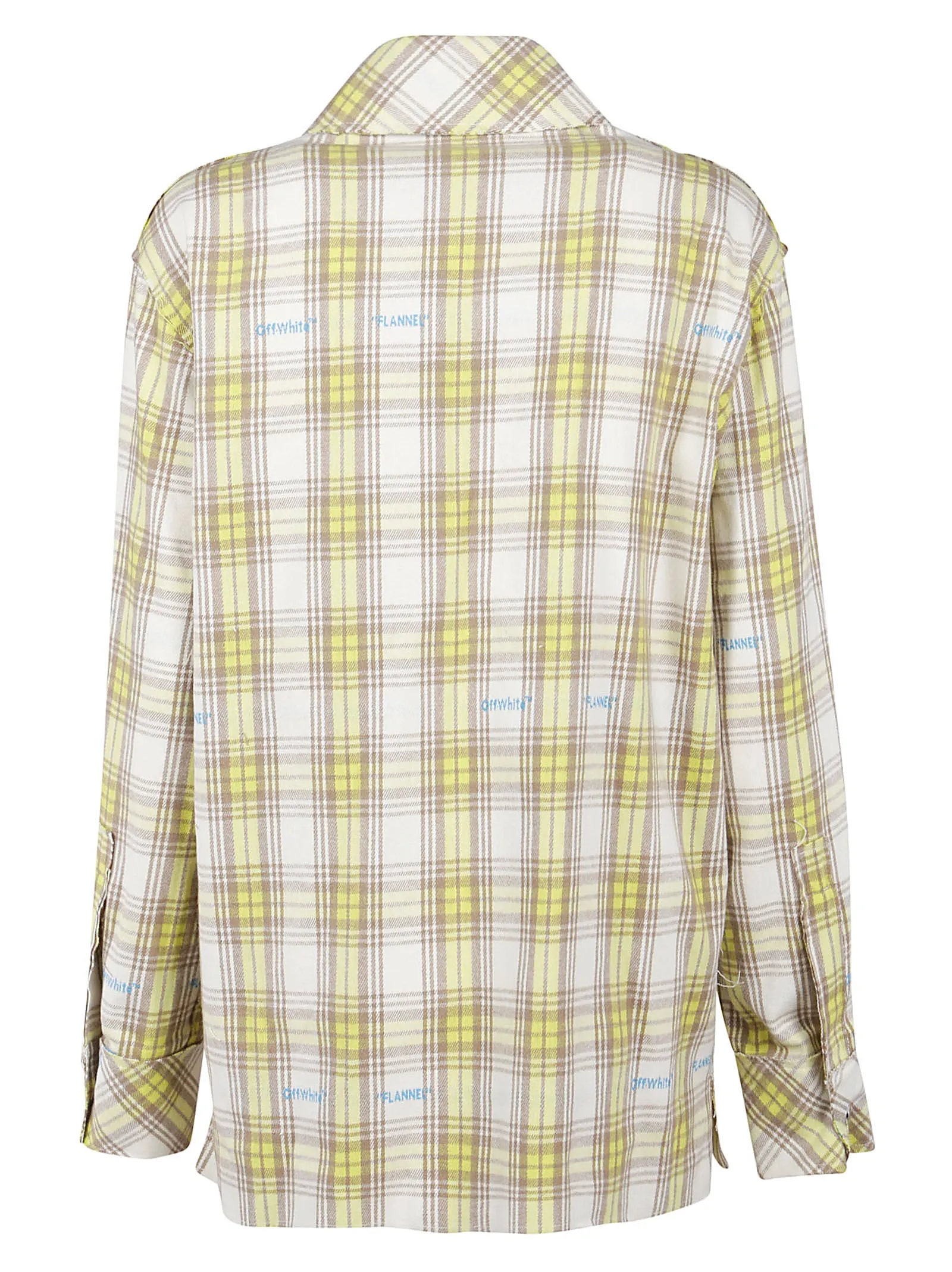 Off-White Plaid Long-Sleeved Buttoned Shirt