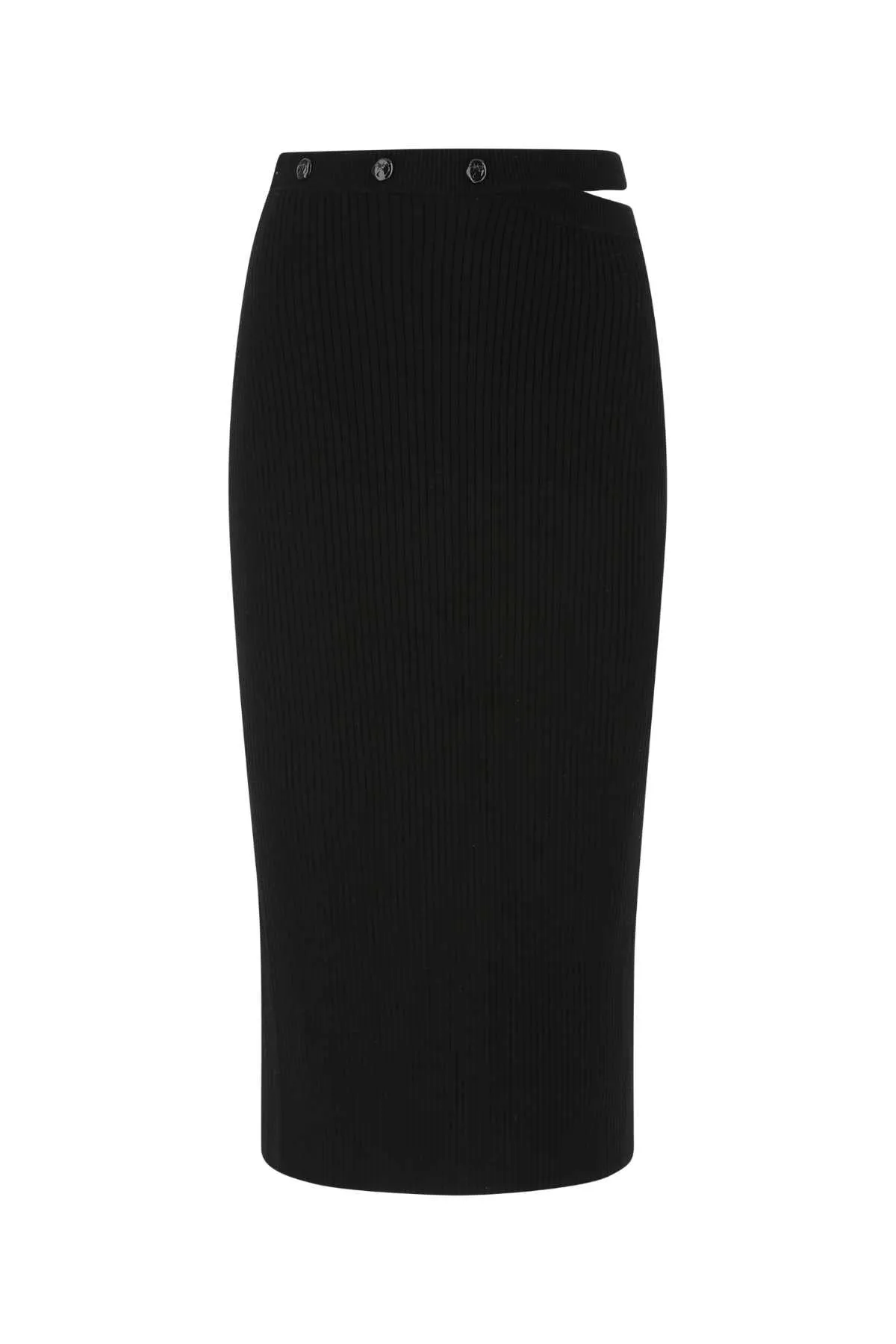 Off-White Ribbed Knit Knee Length Skirt