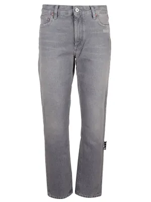 Off-White Slogan Print Straight-Leg Jeans