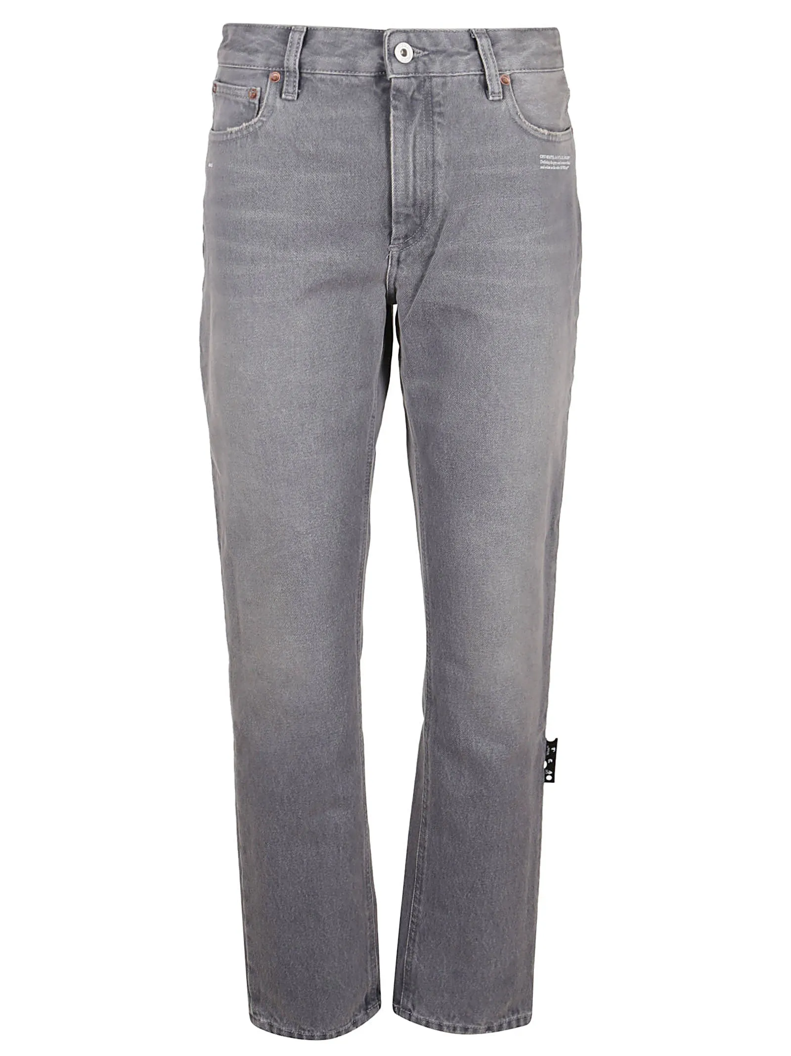 Off-White Slogan Print Straight-Leg Jeans