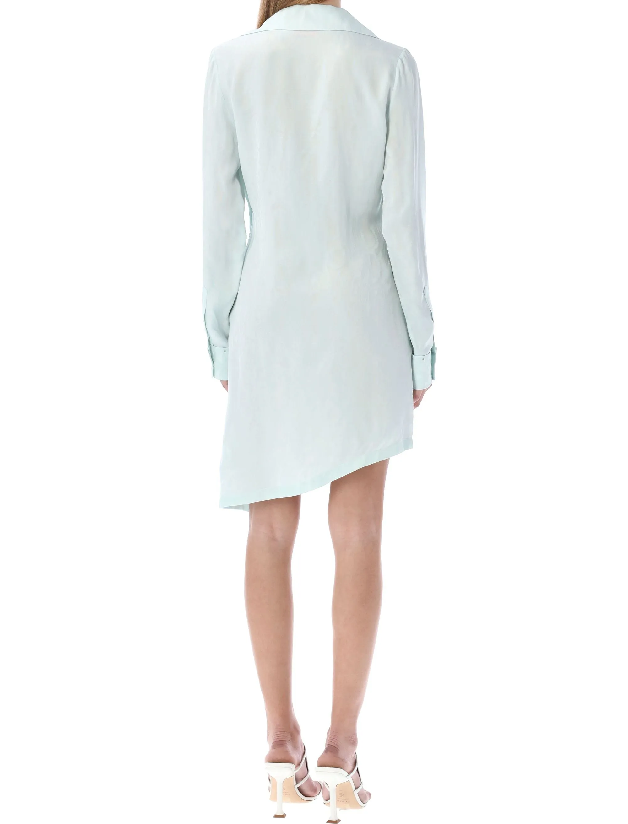 Off-White V-Neck Asymmetric-Hem Shirt Dress