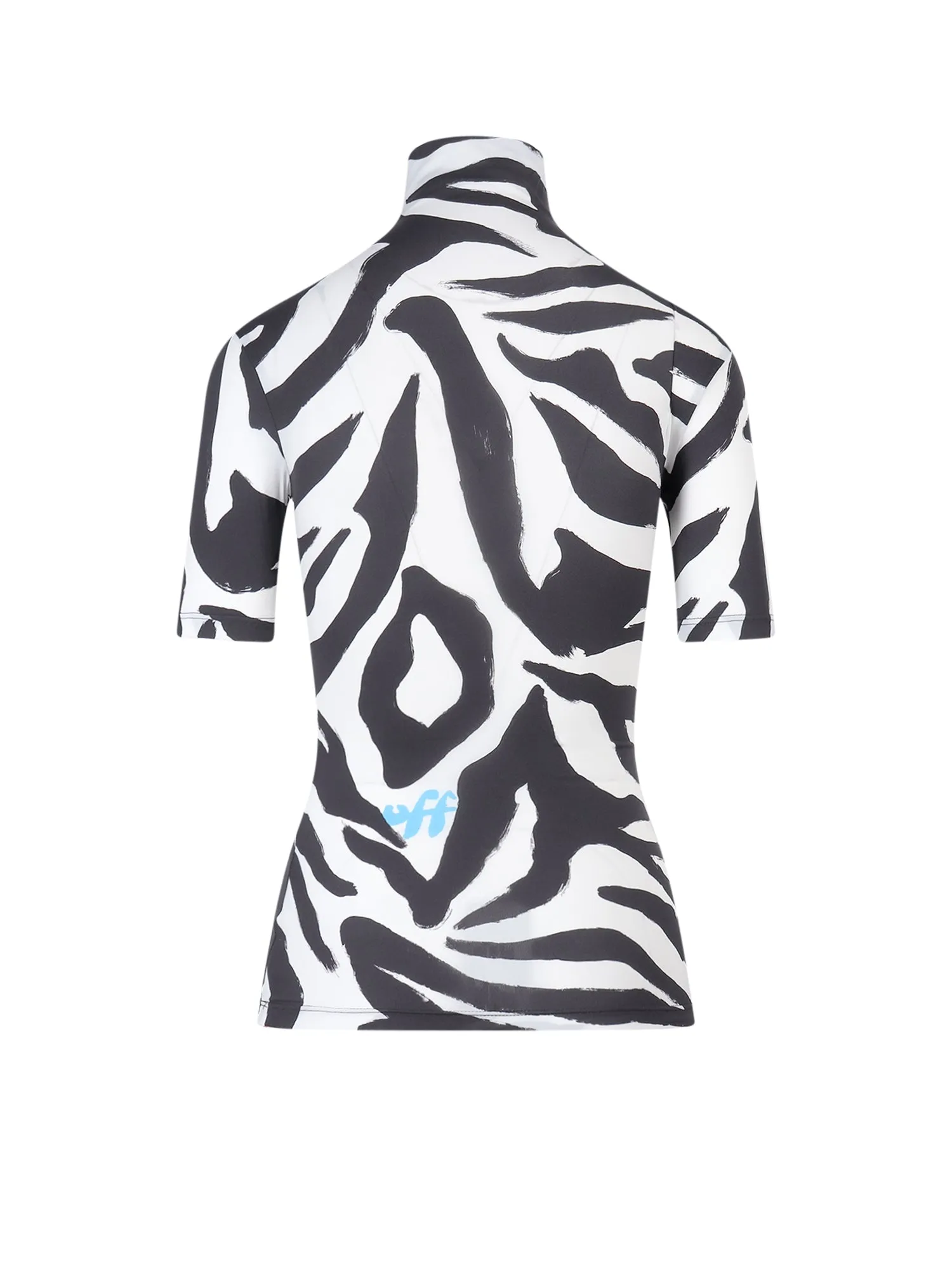 Off-White Zebra Pattern Mock Neck Top