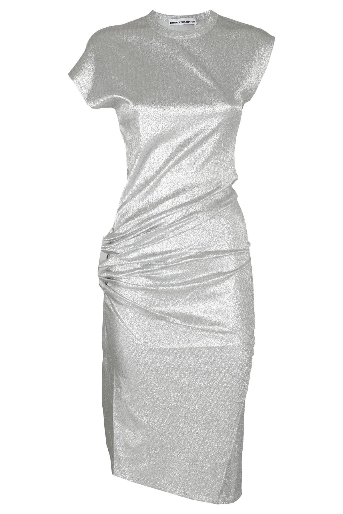 Paco Rabanne Asymmetric Gathered Midi Dress