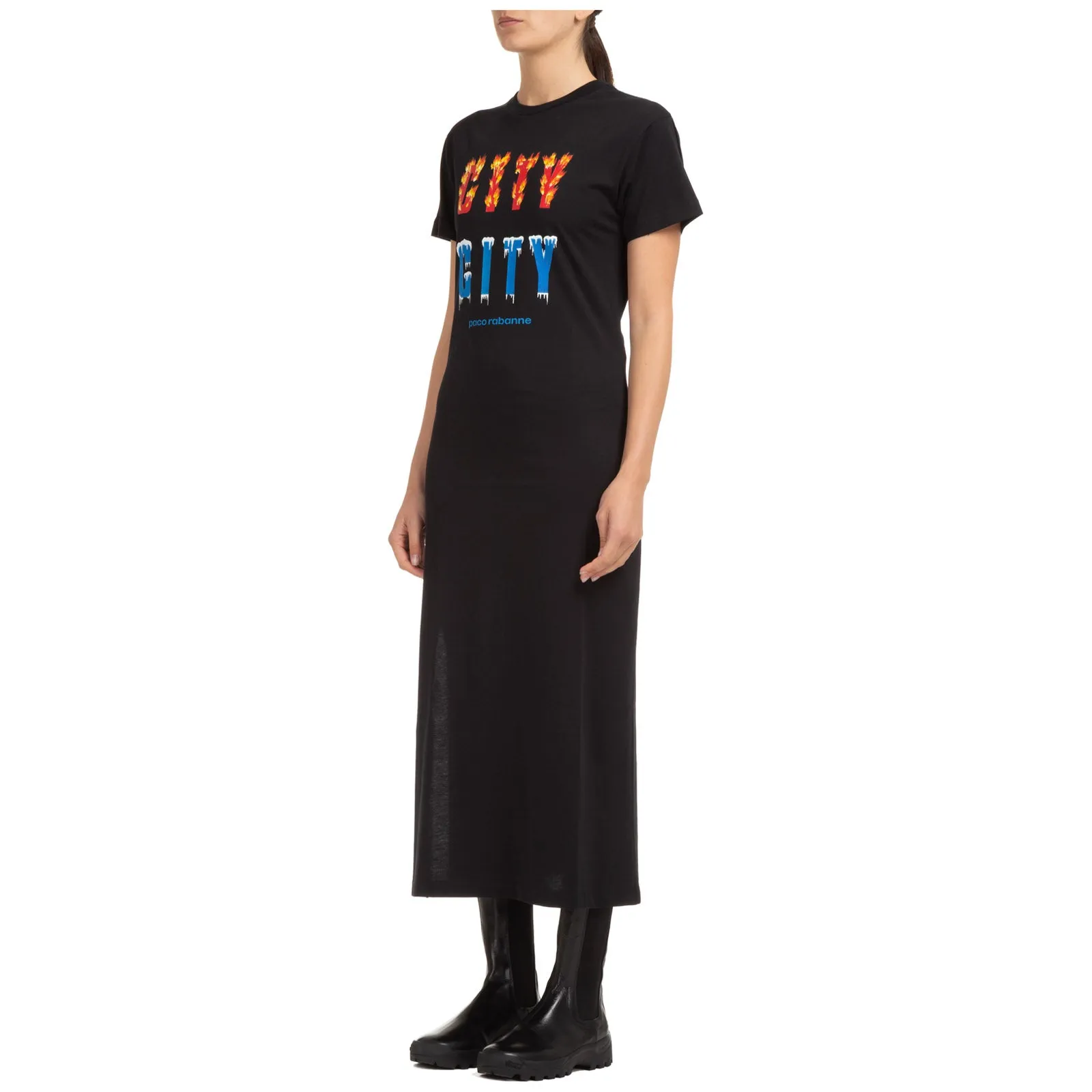 Paco Rabanne City Logo Printed T-Shirt Dress