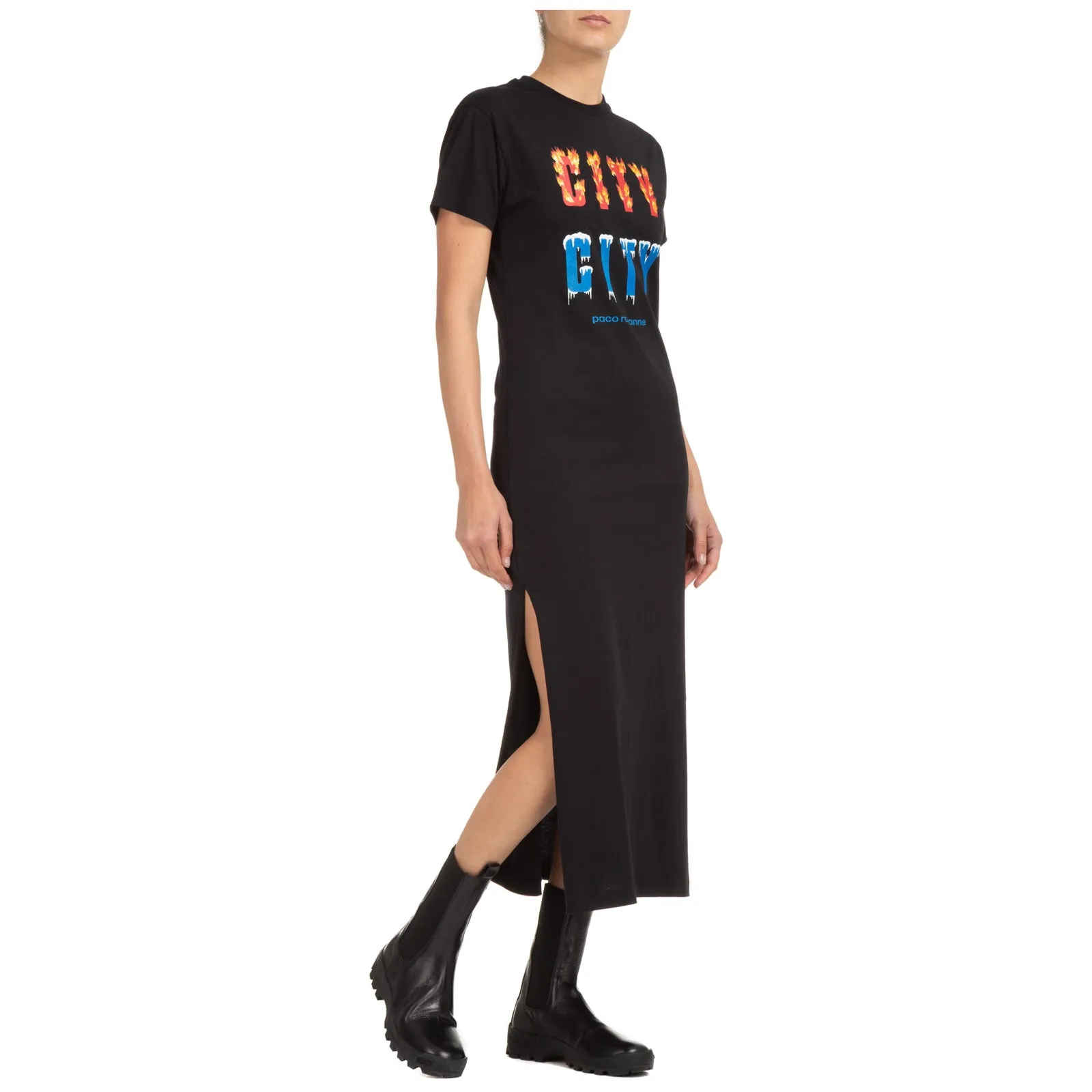 Paco Rabanne City Logo Printed T-Shirt Dress