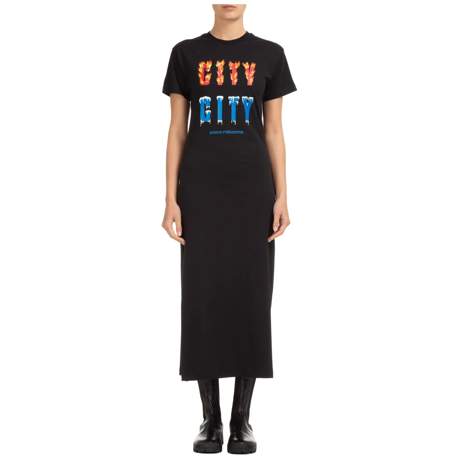 Paco Rabanne City Logo Printed T-Shirt Dress