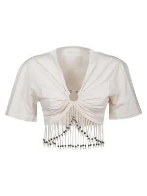 Paco Rabanne Fringed V-Neck T-Shirt
