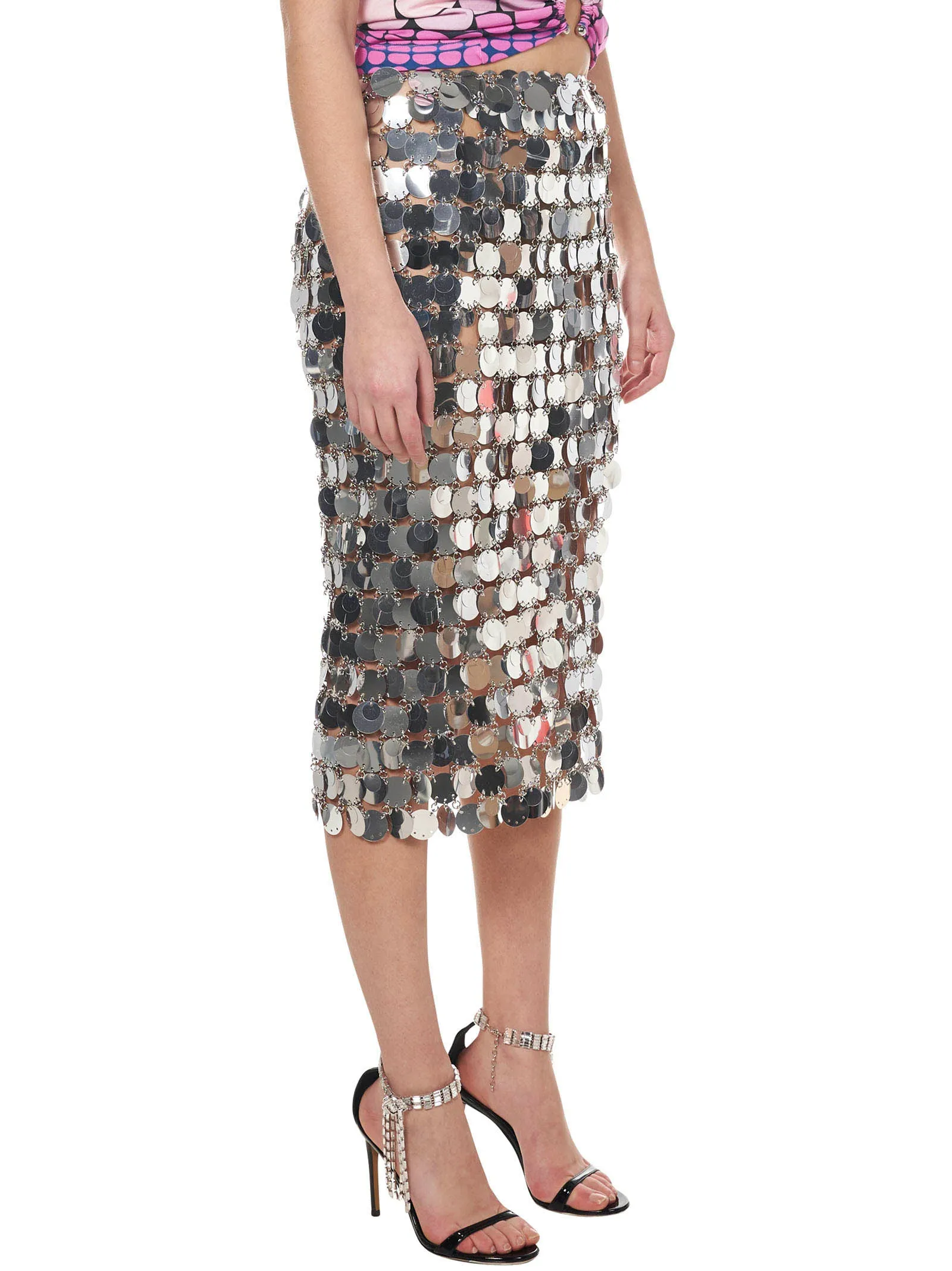 Paco Rabanne High Waist Sequin Midi Skirt