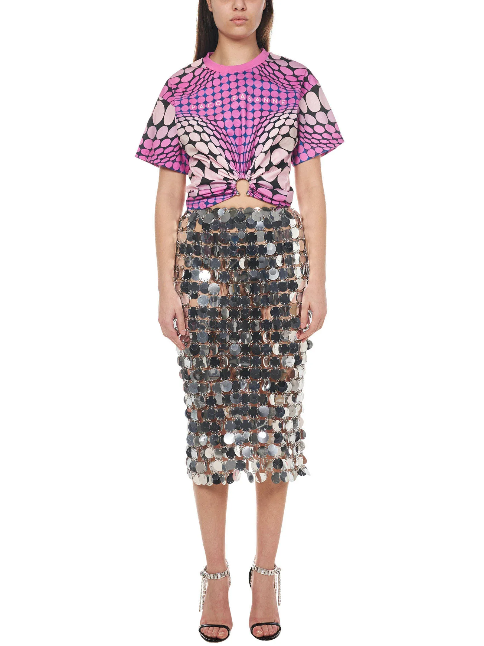 Paco Rabanne High Waist Sequin Midi Skirt
