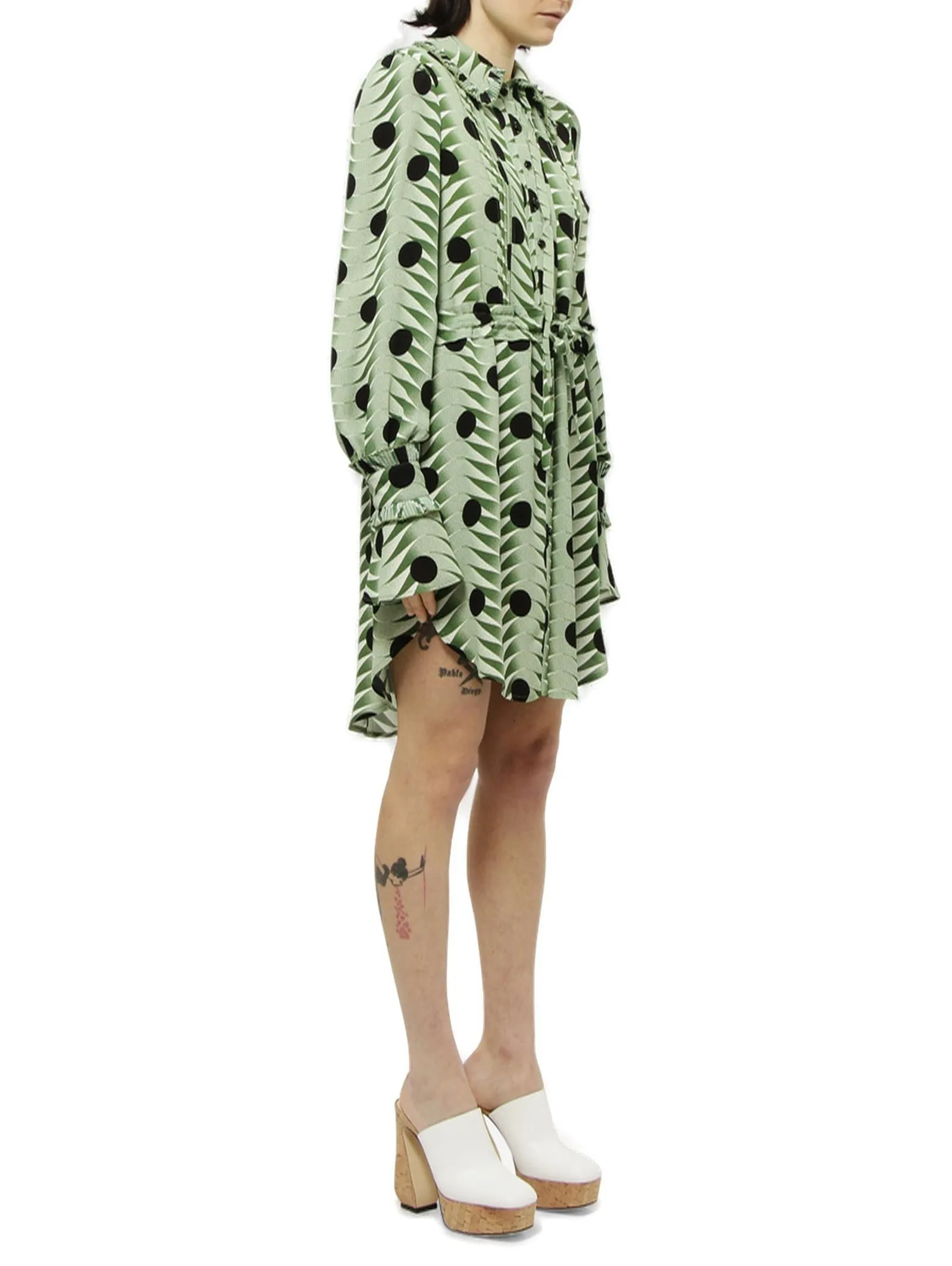 Paco Rabanne Printed Tied Waist Shirt Dress