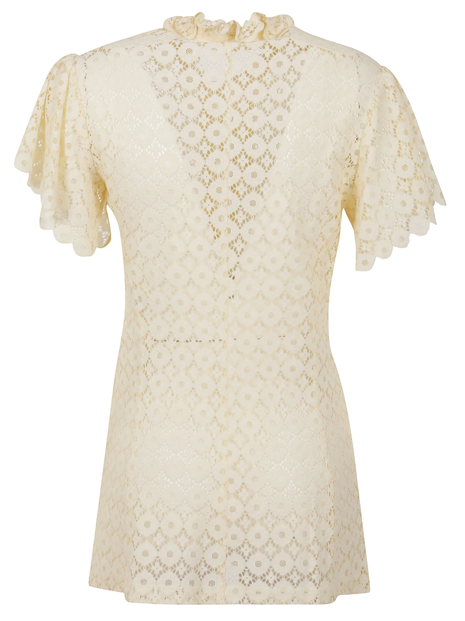 Paco Rabanne Ruffle Detailed Laced Top