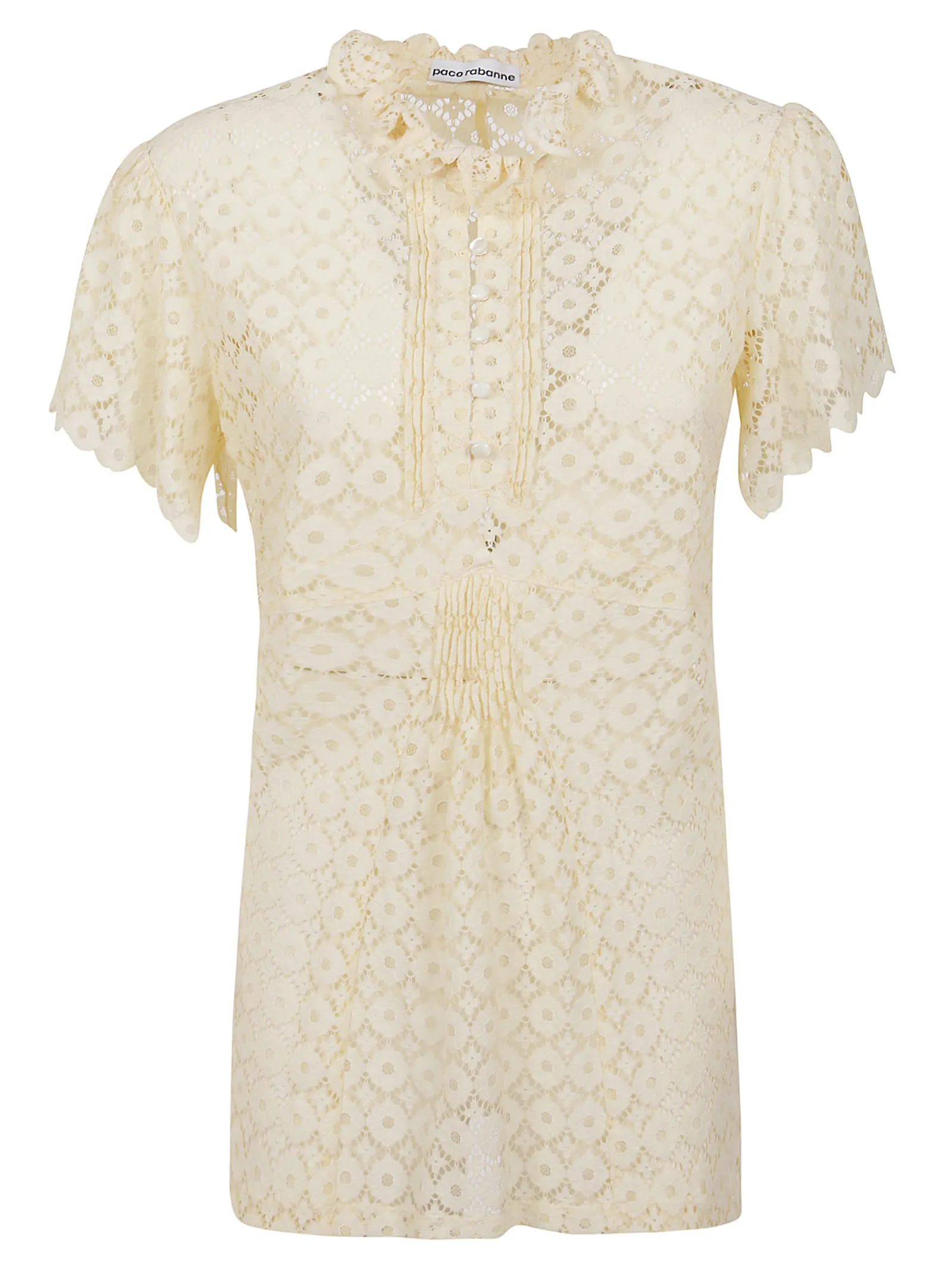 Paco Rabanne Ruffle Detailed Laced Top