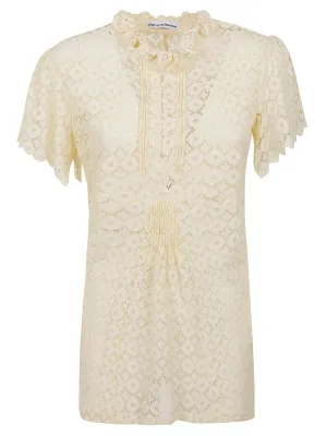 Paco Rabanne Ruffle Detailed Laced Top