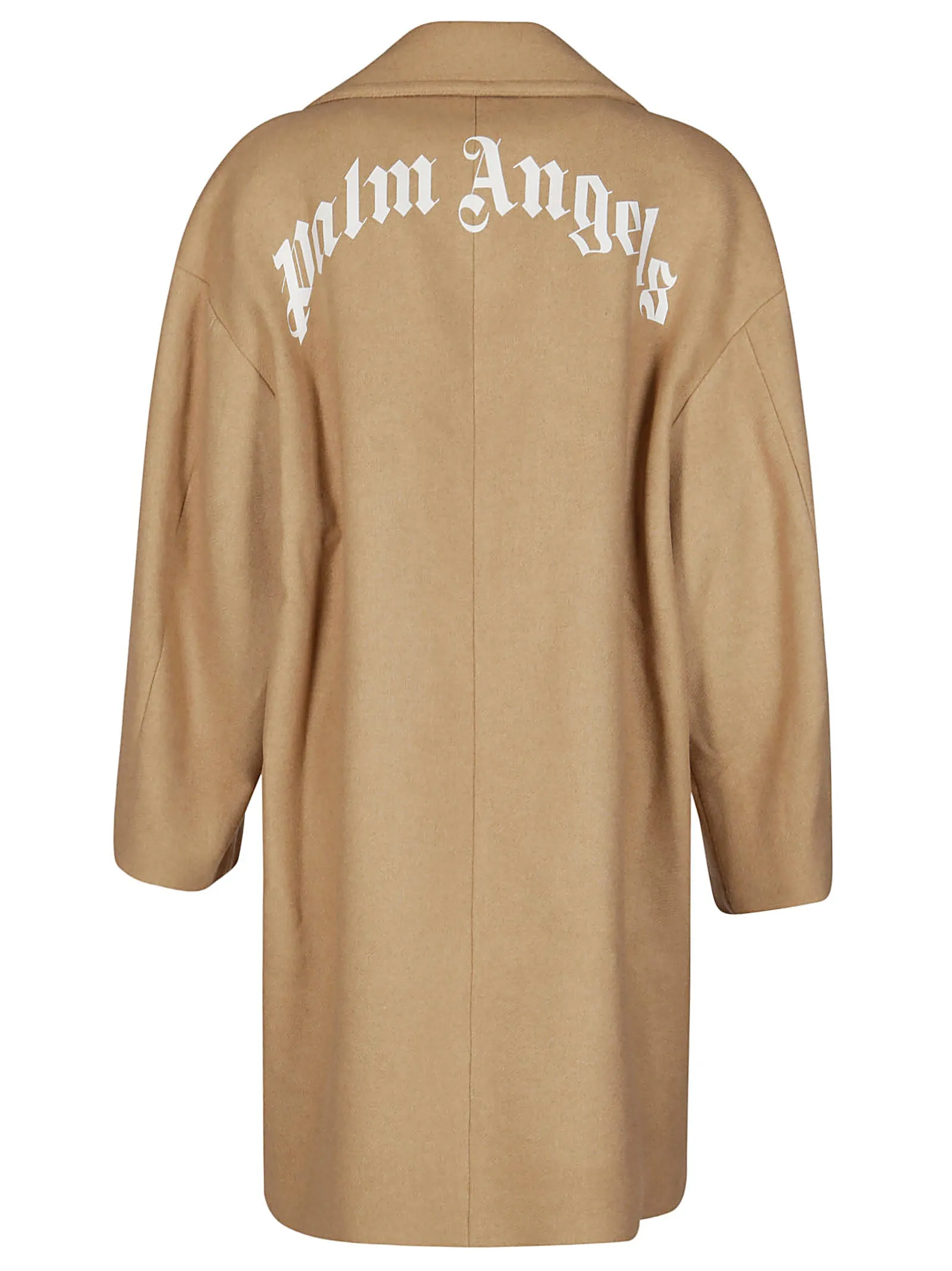 Palm Angels Back Logo Printed Buttoned Coat
