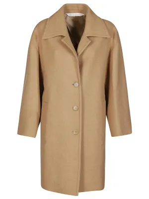 Palm Angels Back Logo Printed Buttoned Coat