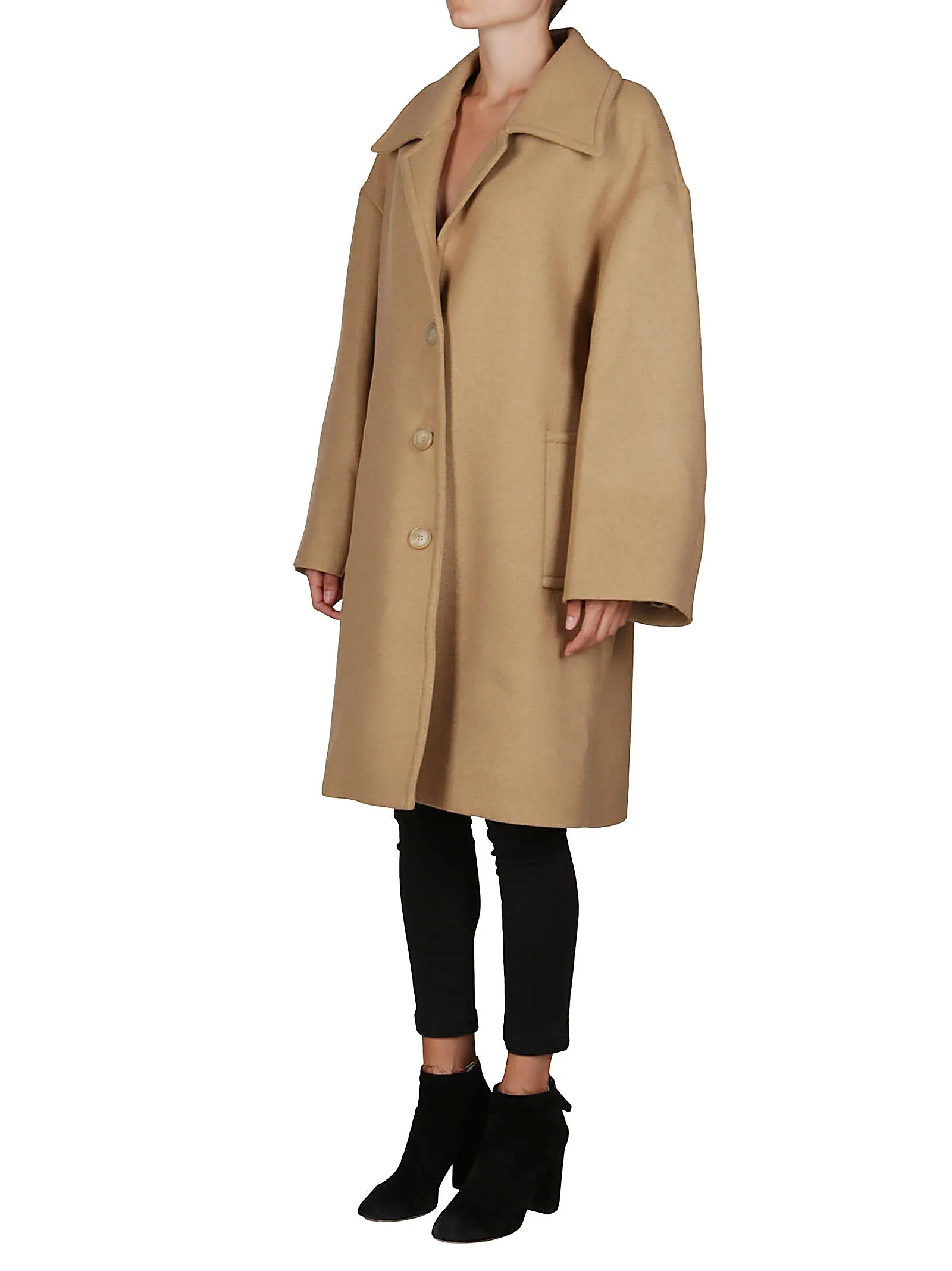 Palm Angels Back Logo Printed Buttoned Coat
