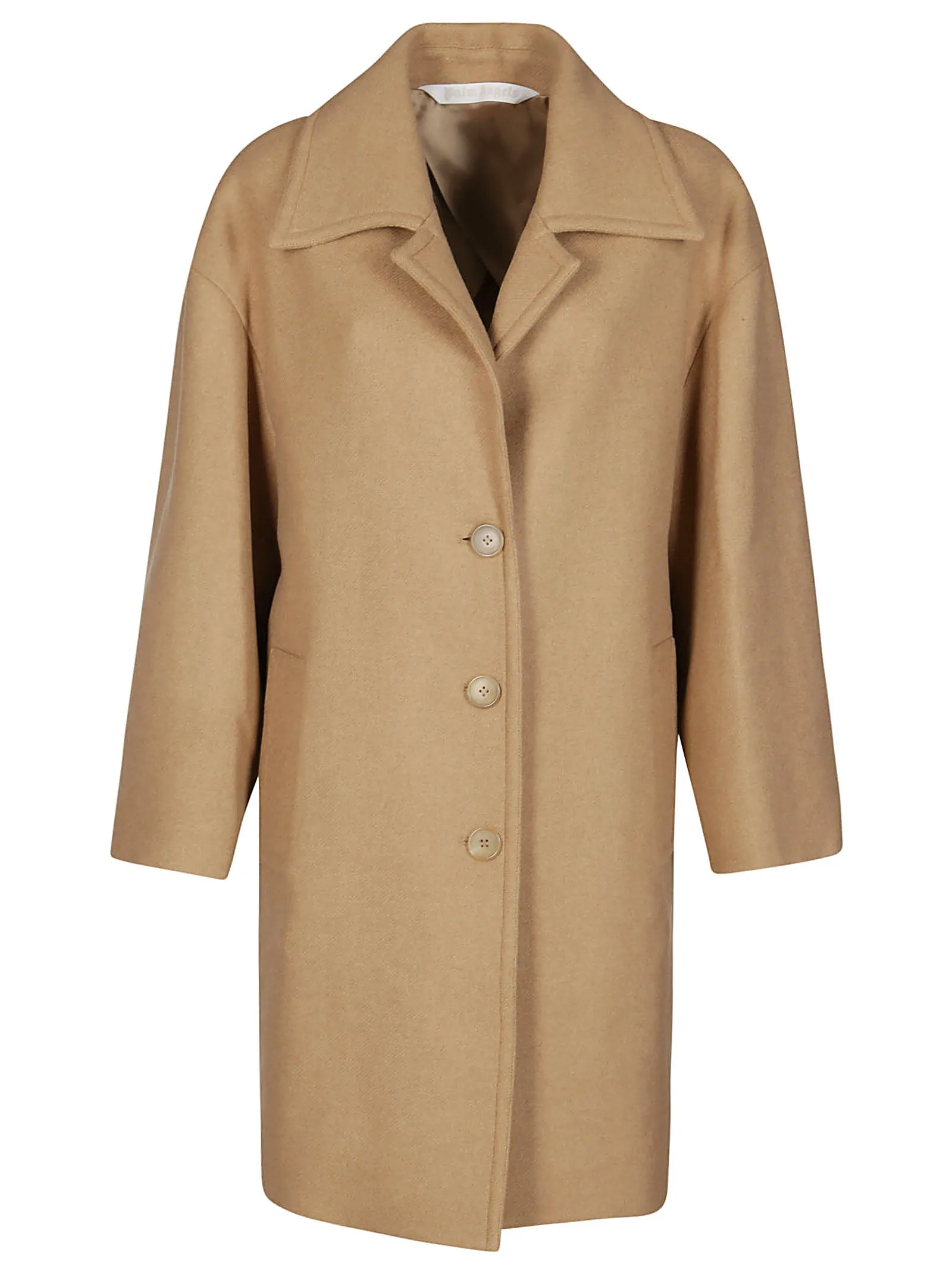 Palm Angels Back Logo Printed Buttoned Coat