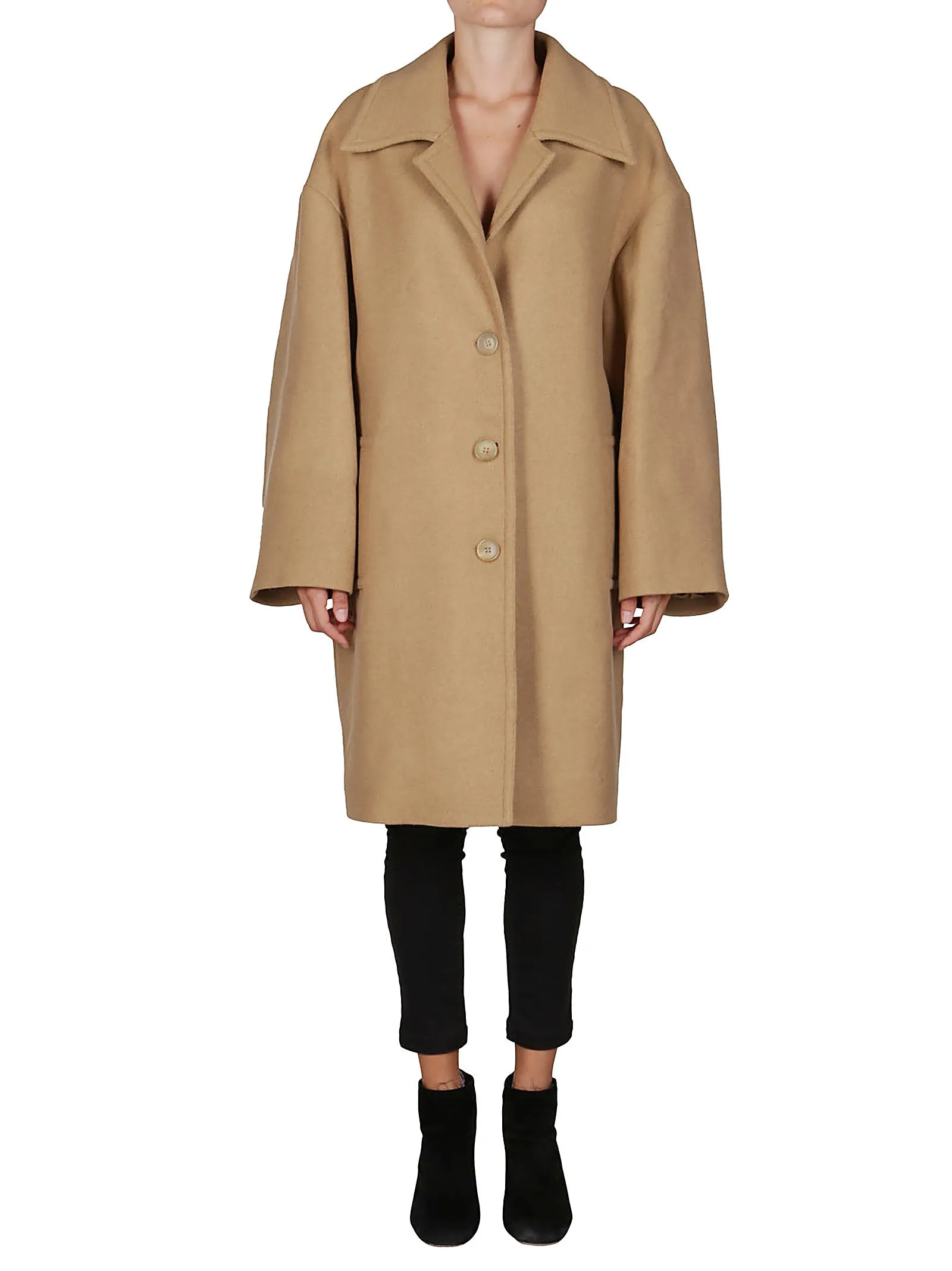 Palm Angels Back Logo Printed Buttoned Coat